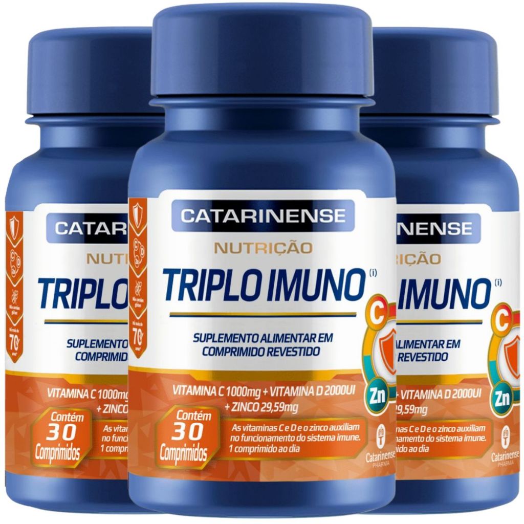 Kit 3 Triplo Imuno Vitamina C, D E Zinco 30 Comprimidos - Catarinense Pharma