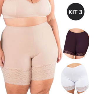 Kit de 3 Short Anágua Segunda Pele Plus Size Evita Assadura nas Pernas Bermuda Plus de Renda em Oferta na Shopee