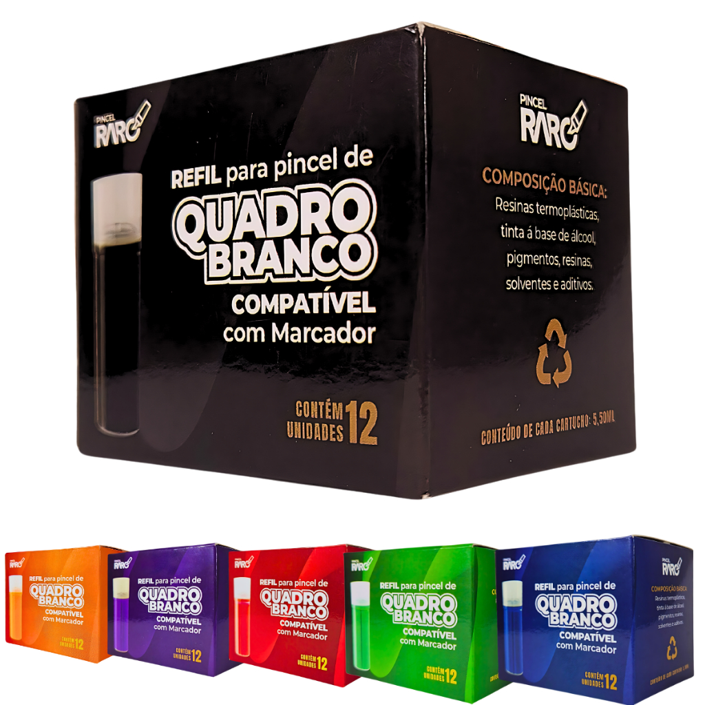 Caixa de Refil Preto Para Pincel De Quadro Branco Board Master 12un - NÃO MANCHA O QUADRO em Oferta na Shopee