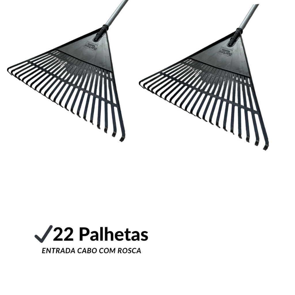 Kit 2 Vassouras  Ancinho Reforçada 22 Dentes  Para Jardim/Rastelo/ Gramado Sem Cabo
