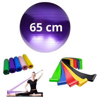 Bola Suiça Pilates Fisio 65cm + Faixa Elastica + 5 Mini Band Thera Funcional Yoga Academia Treino em Oferta na Shopee