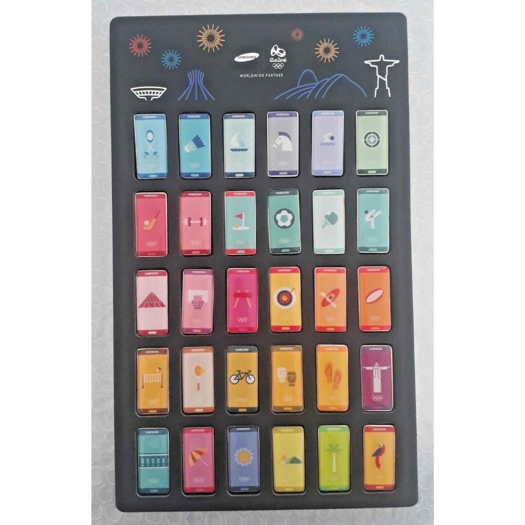 Coleção Completa c/ 30 Pins Broches Samsung Olimpiadas do Rio 2016