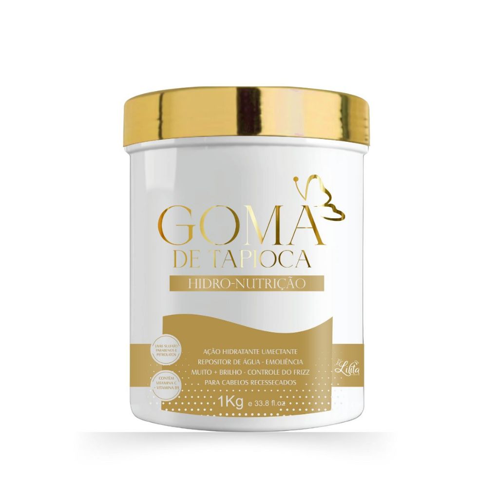 Mascara Hidro-Nutritiva Goma de Tapioca para cabelos ressecados com frizz 1kg Lilita Cosmeticos