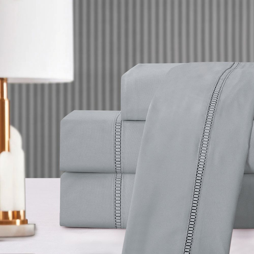 Jogo de Lençol King 4 Peças Milano Percal 400 Fios Ponto Palito Silver em Oferta na Shopee