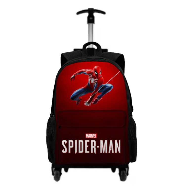 Bolsa Escolar Homem Aranha Mochila Infantil Ajustável Reforçada Com Rodinha Carrinho Para Crianças