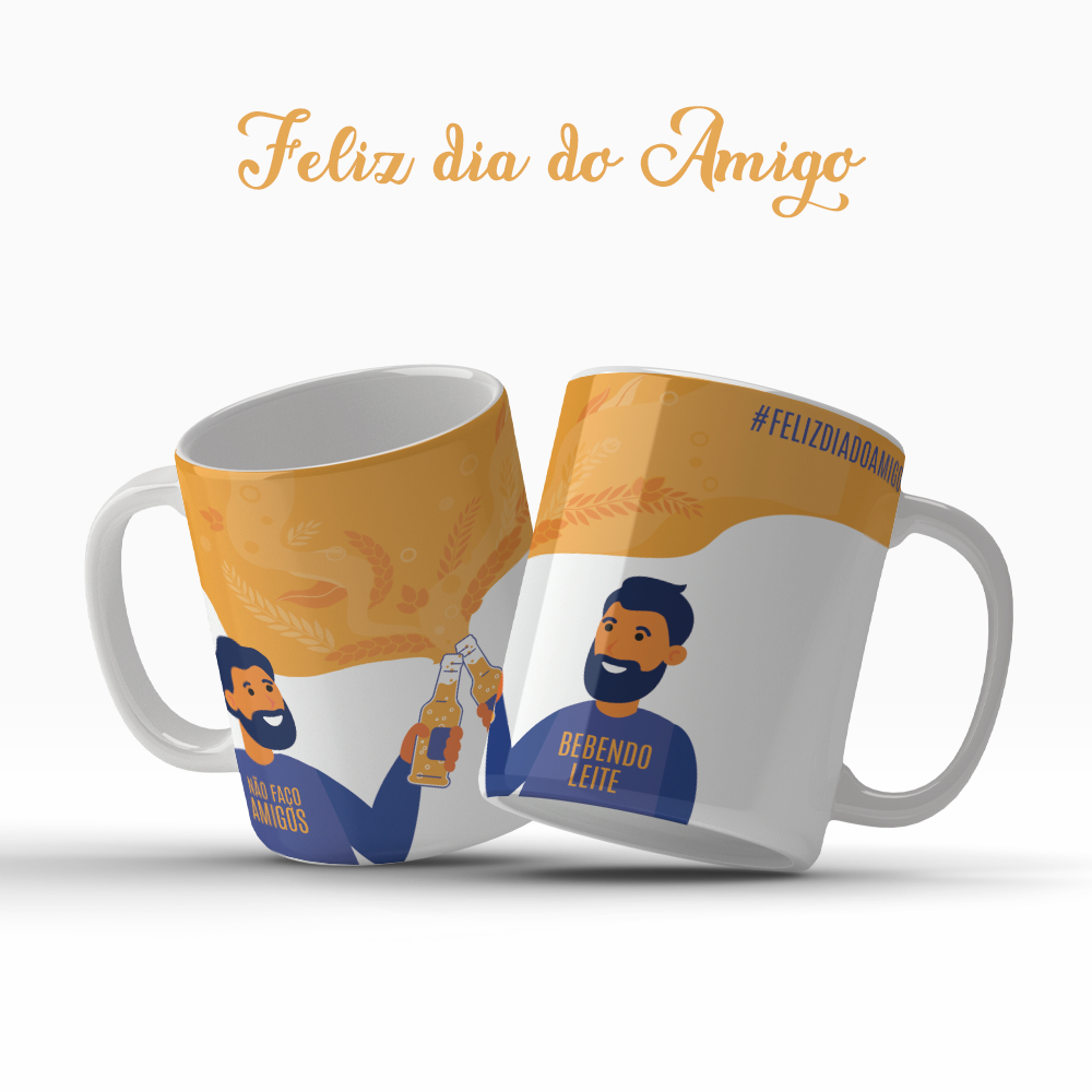 Caneca Dia Do Amigo Amizade Não Faço Amigos Bebendo Leite Best Friends Presente OFERTA RELAMPÂGO