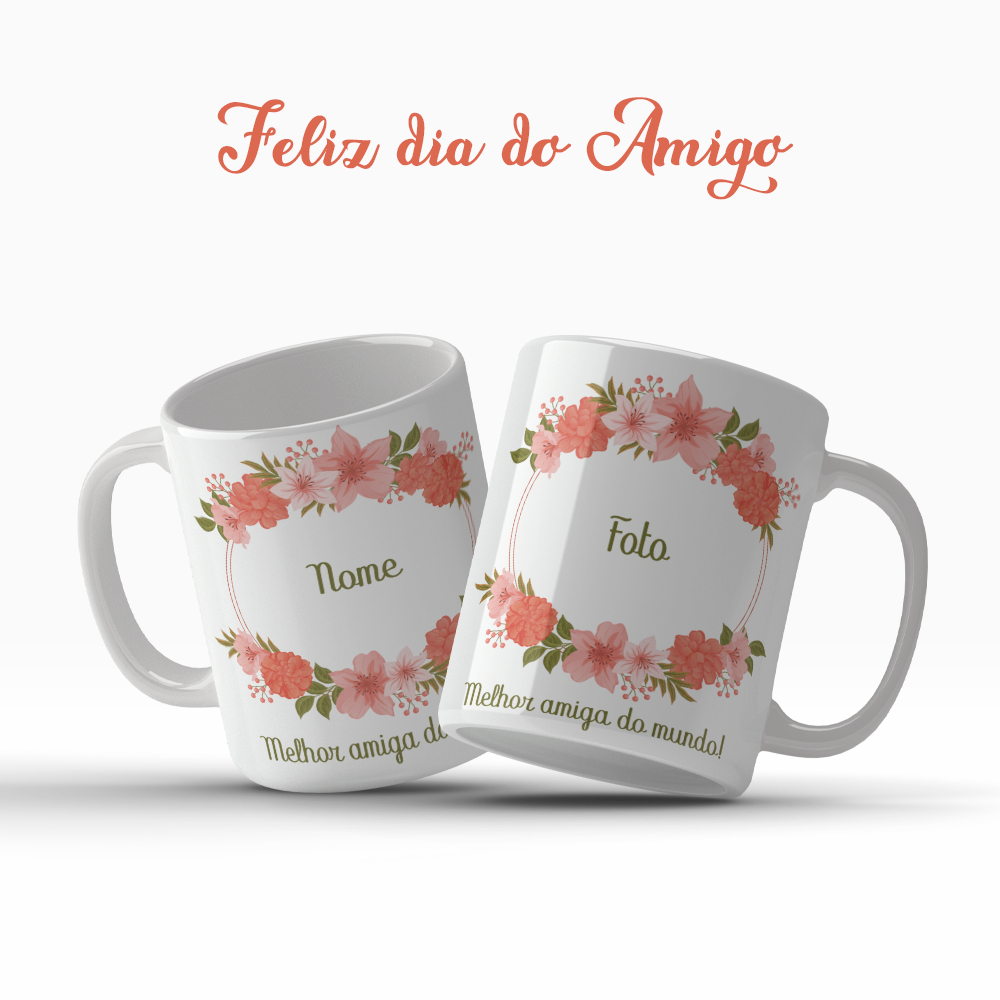 Caneca Dia Do Amigo Amizade Com Foto E Nome Best Friends Presente Especial OFERTA RELAMPÂGO