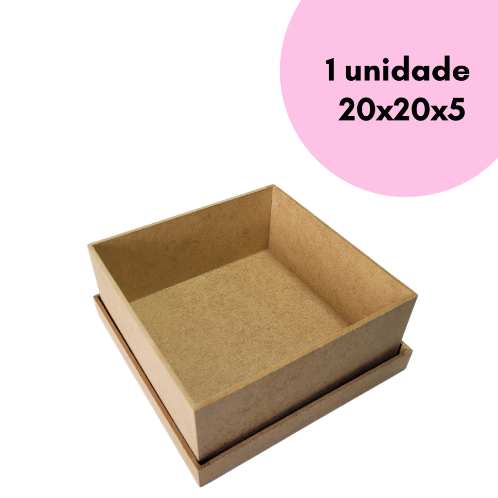 1 Caixa Mdf Cru Com Tampa 20x20x5 Convite Padrinhos