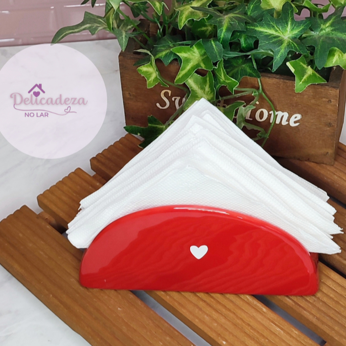 Porta Guardanapo - Delicado - Coração - Porta Papéis - Vermelho