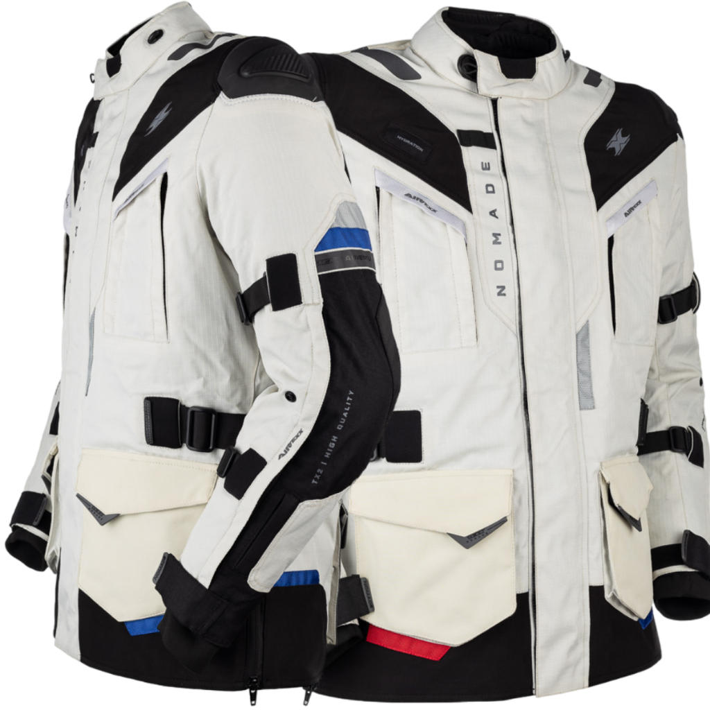 Jaqueta Texx Nomade Masculina Branco Azul e Vermelho Impermeável com Protetor Confortável Premium