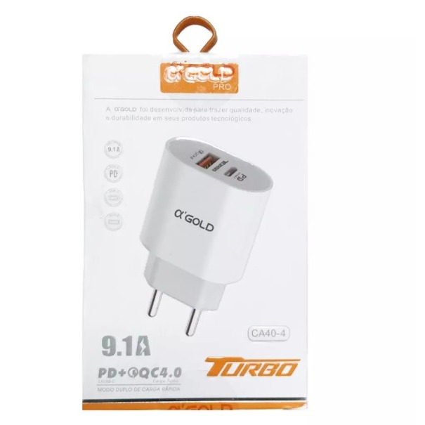 Carregador Base / Fonte USB - USB-C Turbo 40W 9.1A - A'Gold CA40-4 - Original