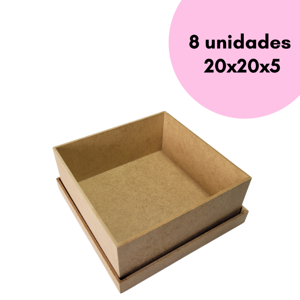 Caixa Mdf Cru Com Tampa 20x20x5 Convite Padrinhos - 8 unidades