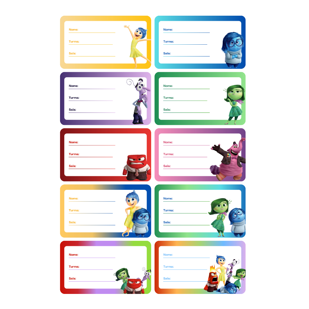 Etiquetas escolares personalizadas / Divertidamente / Material escolar / identificação / Adesivos em Oferta na Shopee