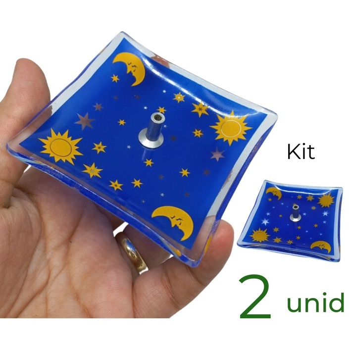 Kit 2 Incensarios Vidro Céu e Lua Porta Incenso em Oferta na Shopee