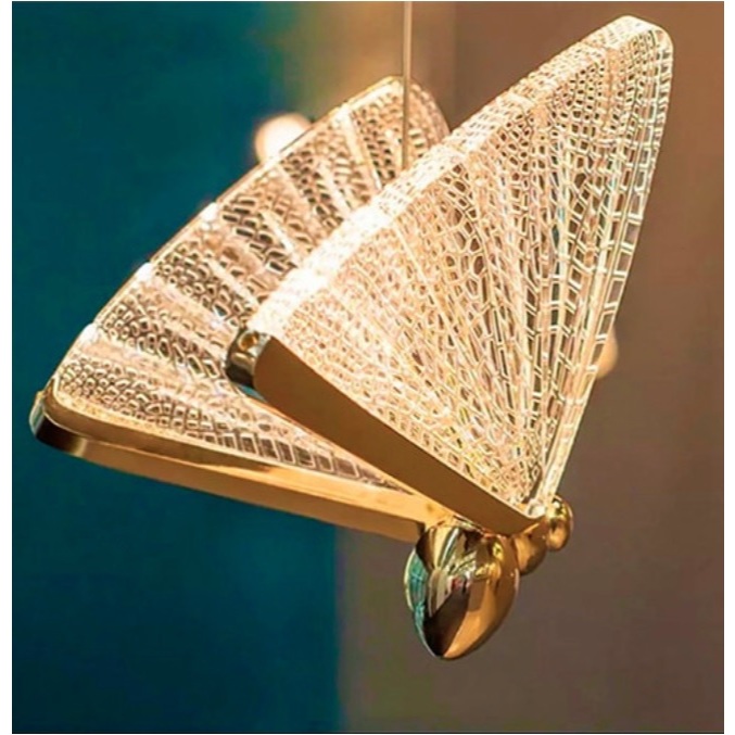 (Promoção) Pendente Cristal Oval / Pendente borboleta Dourado Luminária  Bivolt três cores