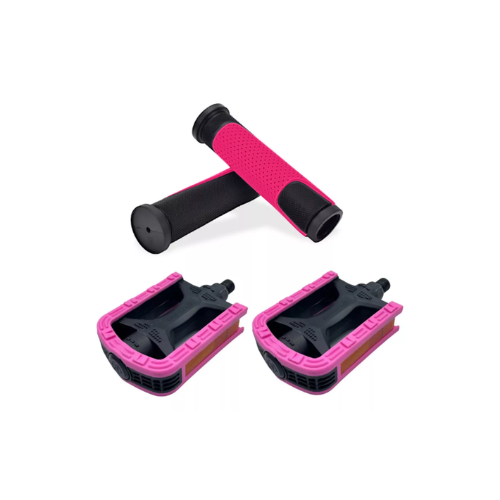 KIT BICOLOR PEDAL & MANOPLA: PEDAL ROSCA FINA 1/2" BICOLOR EXPORT METALCICLO COM REFLETOR + MANOPLA DE BORRACHA em Oferta na Shopee