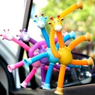 Kit Divertido Ploc LED - Tênis LED + Girafa Ploc LED Estica e Puxa PRETO MENINA