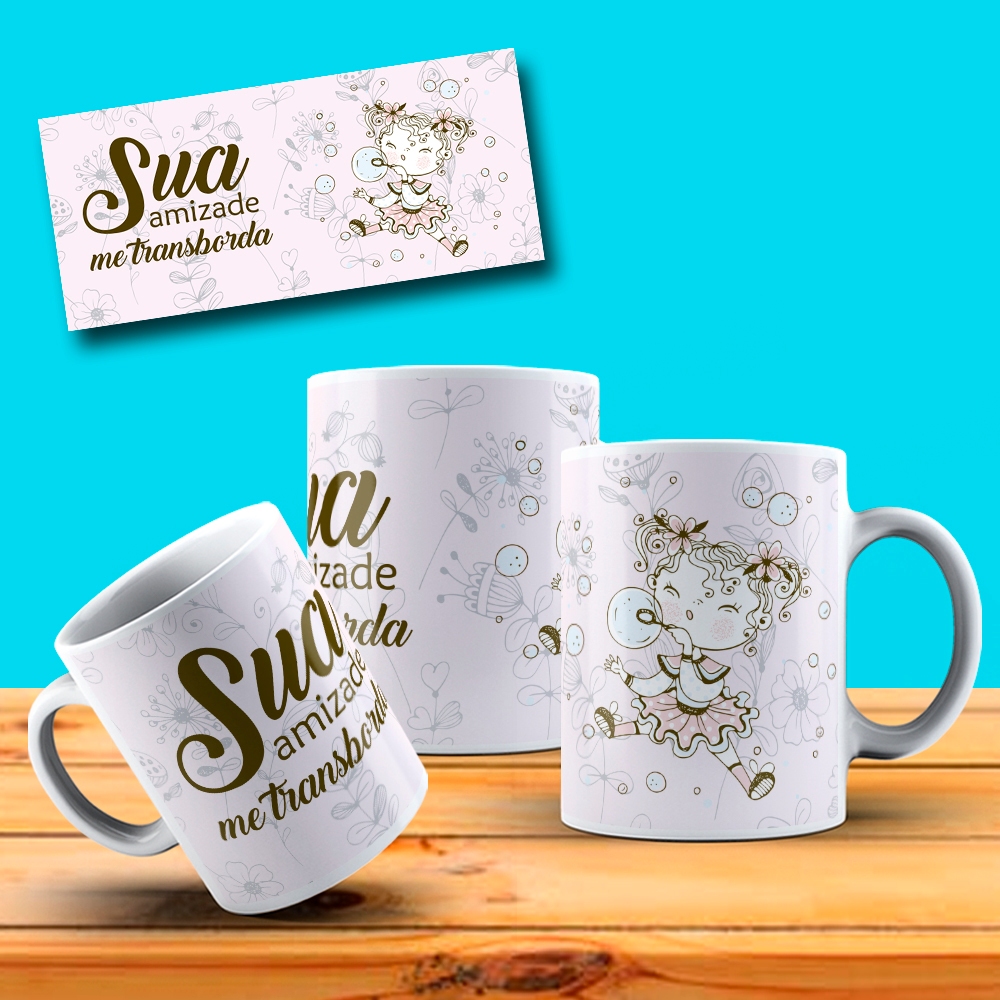 Caneca Dia Do Amigo Amigos Sorria Amiga Sua Amizade Me Transborda Presente Especial OFERTA RELAMPÂGO