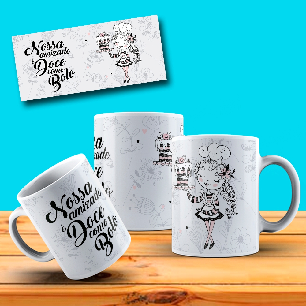 Caneca Dia Do Amigo Amigos Nossa Amizade É Doce Como Bolo Presente Especial OFERTA RELAMPÂGO