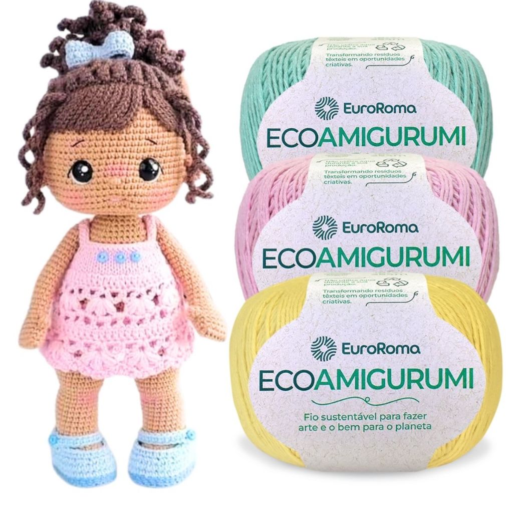 Kit 15 Linha Eco Amigurumi Euroroma 240M Bonecas Pelucia Naninhas Crochê Bebê Chocalhos Barbante em Oferta na Shopee