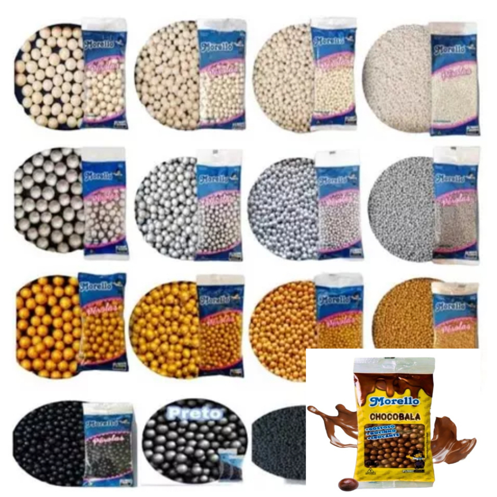 Pérolas de Açúcar Comestível Grande, Media, Pequena e Mini Diversas Cores 60gr Morello em Oferta na Shopee