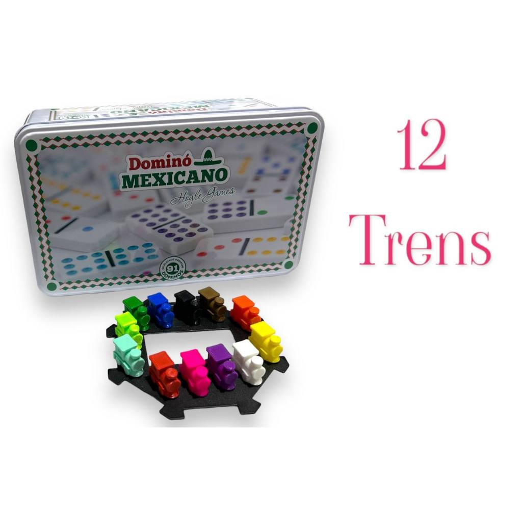 Dominó Mexicano Double 12 Lata Com 91 Peças Coloridas com 04 a 12 Trenzinhos e Peça Central em Oferta na Shopee