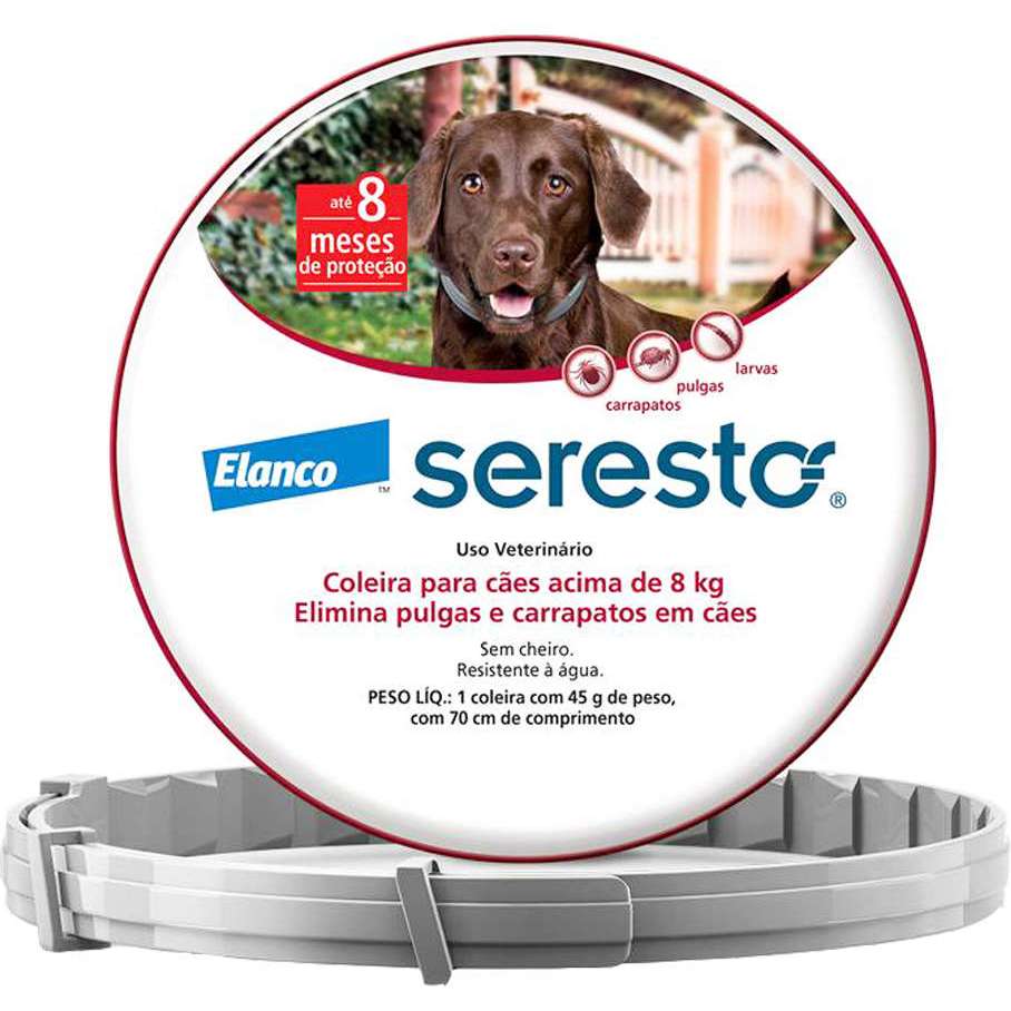 Coleira Antipulgas e Carrapatos Elanco Seresto para Cães acima de 8 Kg