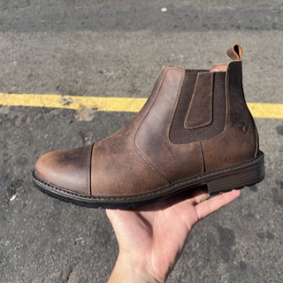 Botina Masculina de Couro Legítimo Chelsea Rústica Bota Macia em Oferta na Shopee