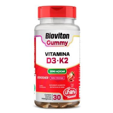 Bioviton Gummy Vitamina D3 + Vitamina K2 Morango 30 Gomas Unilife