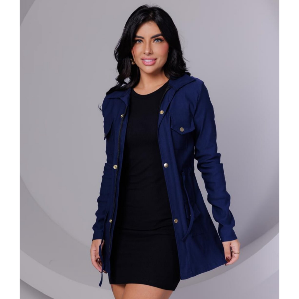 Jaqueta Parka Casaco Bengaline Inverno Blusão Casaquinho Com Botão Elastano Social