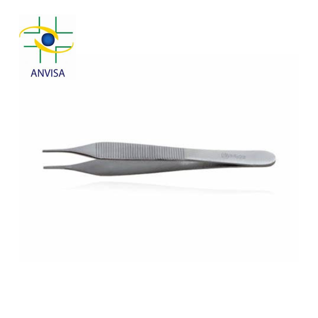 Pinça Inox Adson com Serrilha 12cm – Ponta Fina - Aço Inoxidável - Instrumento Cirúrgico