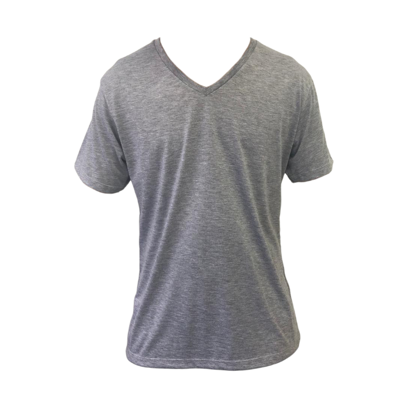 Camiseta GOLA V CINZA MESCLA 100% poliéster camisa masculina para sublimação