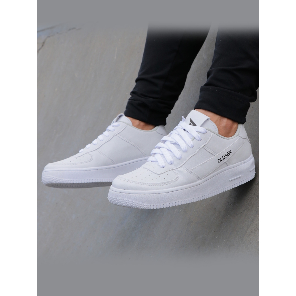Tenis feminino Branco Masculino Casual Para atividades Esporte Skate Barato Lançamento Oldsen