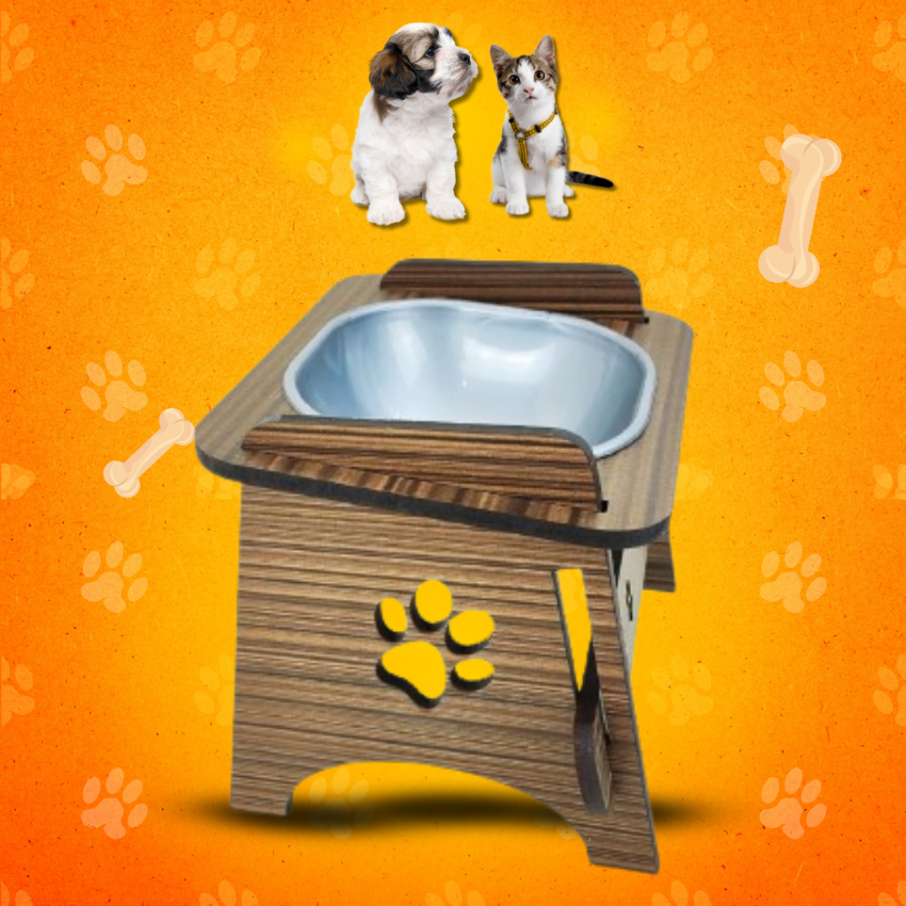 Comedouro Pet Ergonômico Elevado Com Tigela Para  CÃO e GATO