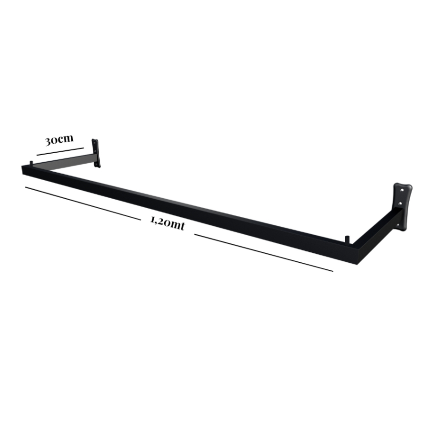 Arara de Roupas Quadrada Industrial Preta Parede