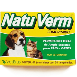 Natu Verm Vermífugo Para Caes e Gatos 4 Comprimidos Remédio de Vermes em Oferta na Shopee