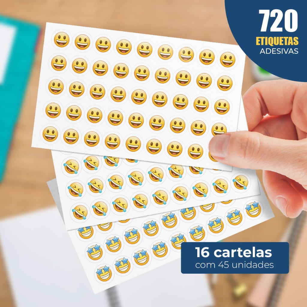 Cartela de Adesivos 720 Etiquetas Adesivas Emojis Carinhas Felizes Adesivos para caderno Adesivo Escolar Infantil em Oferta na Shopee