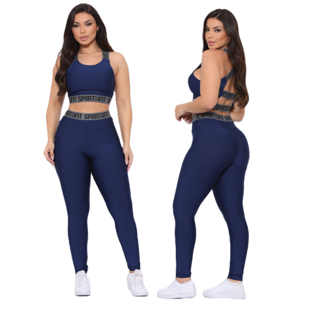 Conjunto Legging + Top Feminino Fitness Academia/Crossfit