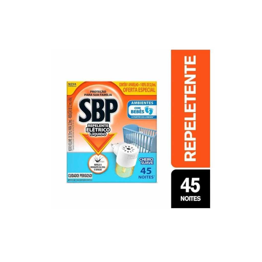 Repelente Elétrico Líquido Sbp 45 Noites Aparelho +  Refil 32,9ml