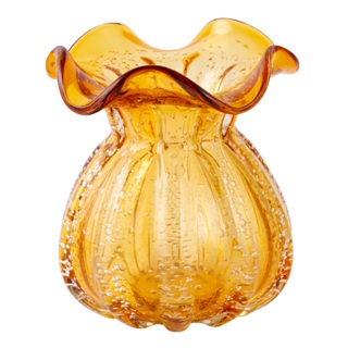 Vaso De Vidro Trouxinha Tipo Murano Ambar Veneza 11x11,5cm em Oferta na Shopee