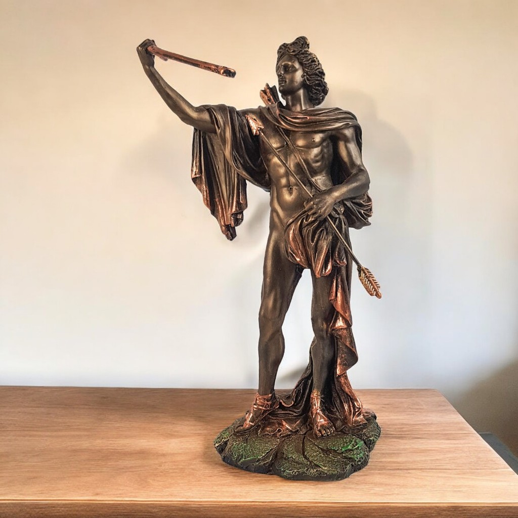 Estatueta Deus Apolo Guerreiro Grego Olimpo Mitologia Resina Estatua Enfeite