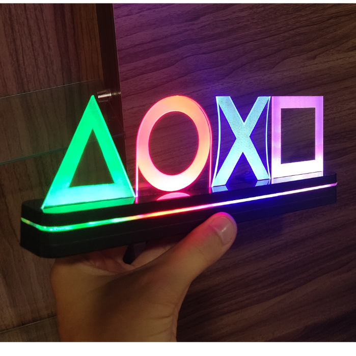 Luminária de Mesa de LED Playstation Símbolos Gamer PS4 PS5 XBOX 25cm USB em Oferta na Shopee