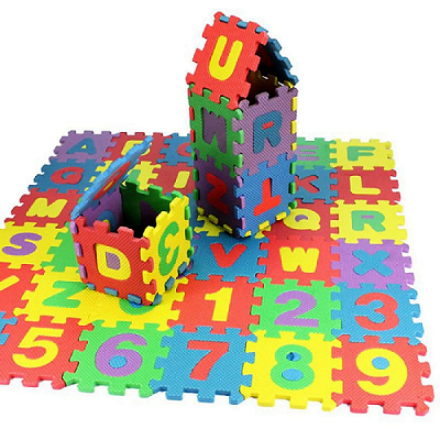 Kit com 2 conjuntos 36pcs alfabeto numerais crianças jogar tapete brinquedo educativo tapetes de eva 5cm X 5cm quebra cabeça tapetinho eva