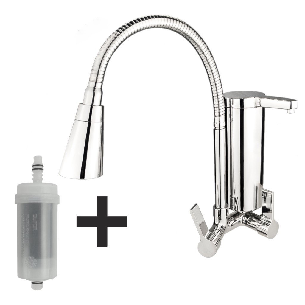 Torneira Gourmet Cozinha Com Filtro Parede Pia em Metal Dois Jatos Flexível 1/4 de Volta Cód. 1154 em Oferta na Shopee