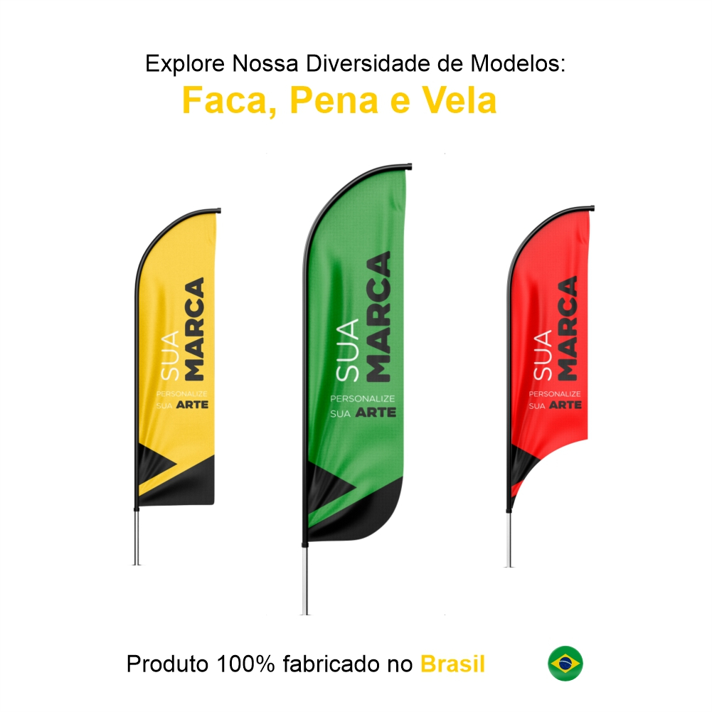 Wind Banner Personalizado Dupla Face com Haste 220X60cm NÃO acompanha base