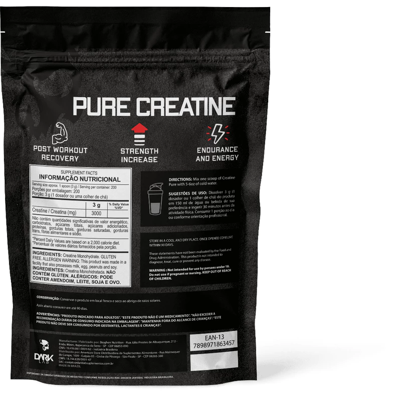 Creatina Monohidratada Pura 600g Dark Lab — foto 4