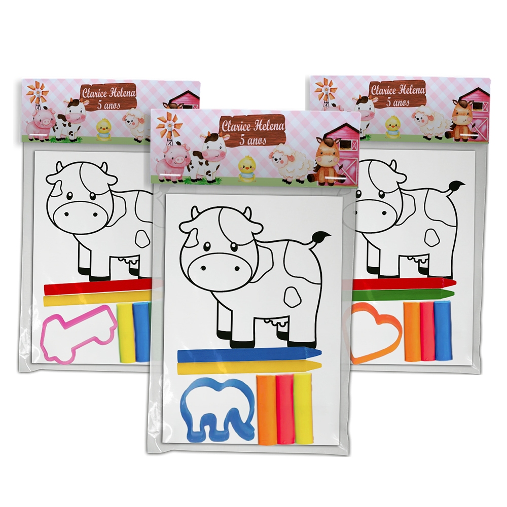 Unidades Personalizável De Kit Colorir Premium Festa Infantil Comemoração Tema Fazendinha em Oferta na Shopee