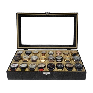 Estojo Para 24 Relógios Preto Com Interno Aveludado Bege em Oferta na Shopee