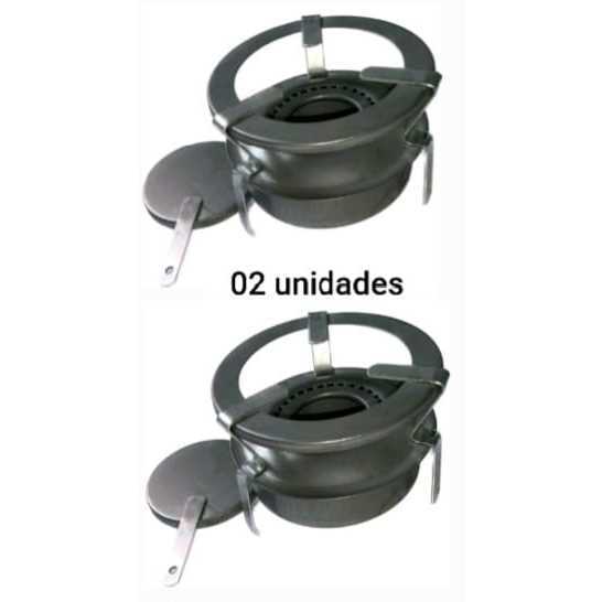 Kit 02 unidade Fogareiro Fogão Acendedor Carvão a Alcool 1 uma boca Portatil Espiriteira Camping Pesca Sitio Sem Pintura em Oferta na Shopee