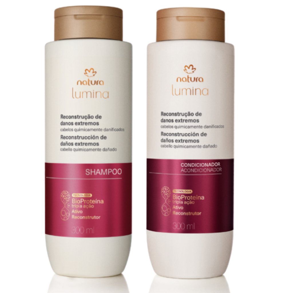 Combo Natura Lumina Shampoo e Condicionador Cabelos Quimicamente Danificados